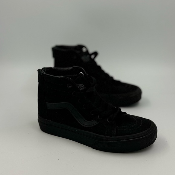 Vans all black zip up sk8 hi kids size 1.5 - Picture 1 of 6